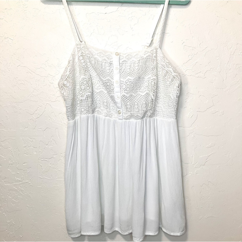 Torrid White Lace Babydoll Cami Top Adjustable Straps Flowy Romantic Boho Sz 0